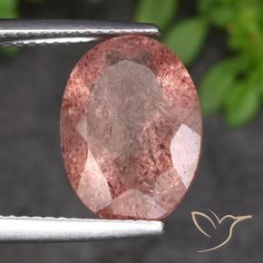 Cuarzo fresa Rosa rosado natural de 4.85 ct, Ovalada, Translúcido