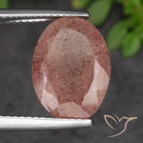 Cuarzo fresa Rosado medio natural de 5.50 ct, Ovalada, Translúcido