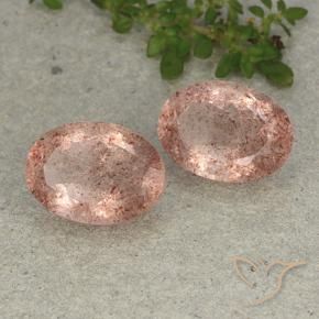 Gemas de Cuarzo fresa Rosado terroso natural de 11.48 ct, Ovalada, Translúcido