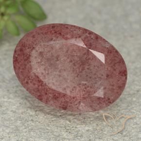 Cuarzo fresa Rosa oscuro natural de 5.61 ct, Ovalada, Translúcido