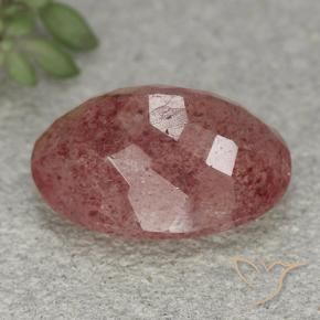 Cuarzo fresa Rosa oscuro natural de 5.61 ct, Ovalada, Translúcido