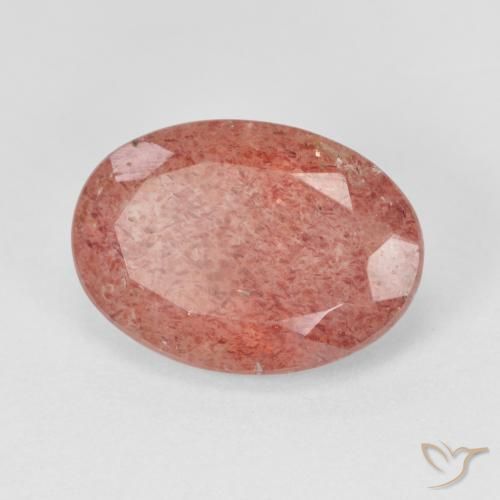 5.16ct Natural Naranja rojizo pálido cuarzo fresa, Ovalada, Translúcido