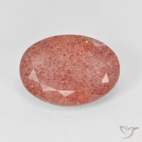 Cuarzo fresa Naranja rojizo pálido natural de 5.16 ct, Ovalada, Translúcido