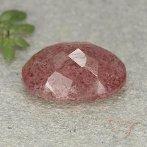 Cuarzo fresa Rosa rosado natural de 5.38 ct, Ovalada, Translúcido