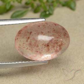 Cuarzo fresa Rosa durazno natural de 5.39 ct, Ovalada, Translúcido
