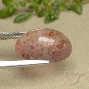 Cuarzo fresa Rosa durazno natural de 5.39 ct, Ovalada, Translúcido