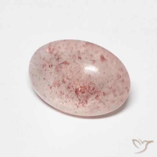 Cuarzo fresa Rosado medio natural de 3.32 ct, Ovalada, Translúcido