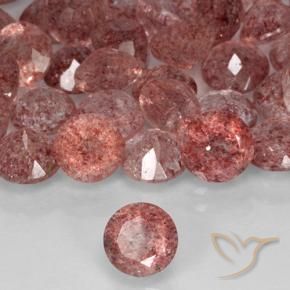Cuarzo Fresa Rosa rosado natural de 0.78 ct, Corte Redondo, Translúcido