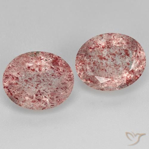 Gemas de cuarzo fresa rosa natural de 7,30 ct, corte óvalo, transparente