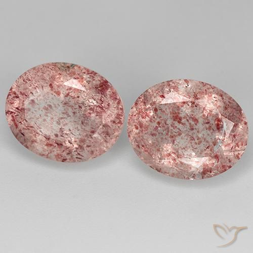 Gemas de cuarzo fresa rosa natural de 7,30 ct, corte óvalo, transparente