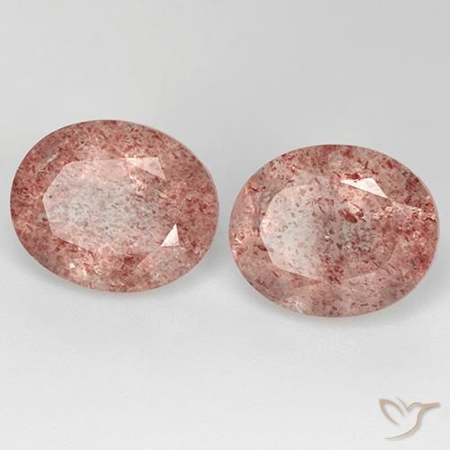 Gemas de Cuarzo fresa Rosado medio natural de 6.97 ct, Ovalada, Transparente