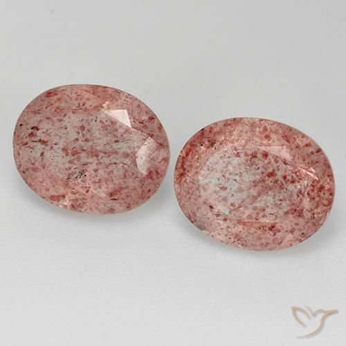 Gemas de Cuarzo fresa Rosado medio natural de 6.73 ct, Ovalada, Transparente