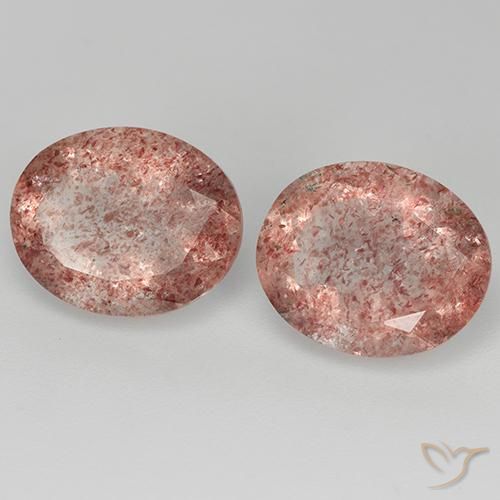 Gemas de Cuarzo fresa Rosa rosado natural de 6.37 ct, Ovalada, Transparente