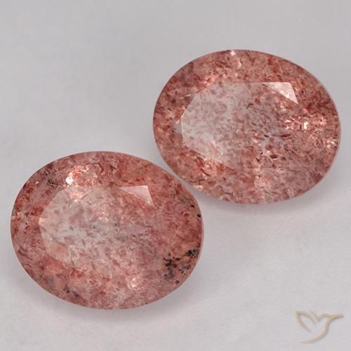 Gemas de Cuarzo fresa Rosado medio natural de 6.66 ct, Ovalada, Translúcido