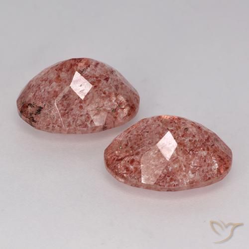 Gemas de Cuarzo fresa Rosado medio natural de 6.66 ct, Ovalada, Translúcido