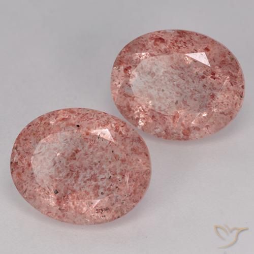 Gemas de Cuarzo fresa Rosado medio natural de 6.78 ct, Ovalada, Translúcido