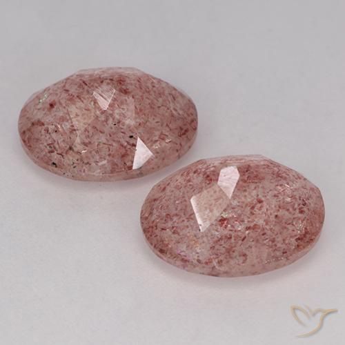 Gemas de Cuarzo fresa Rosado medio natural de 6.78 ct, Ovalada, Translúcido