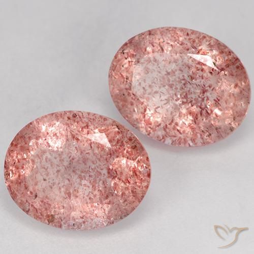 Gemas de Cuarzo fresa Rosado claro natural de 6.35 ct, Ovalada, Translúcido