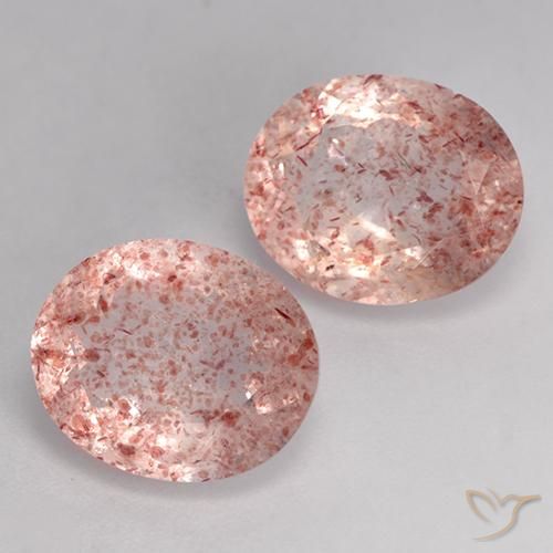 Gemas de Cuarzo fresa Rosado medio natural de 6.91 ct, Ovalada, Transparente