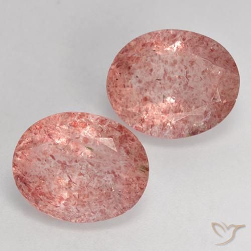 Gemas de Cuarzo fresa Rosado claro medio natural de 6.34 ct, Ovalada, Translúcido