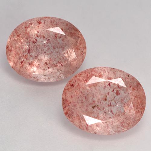 Gemas de Cuarzo Fresa Rosado claro medio natural de 7.06 ct, Corte Óvalo, Transparente