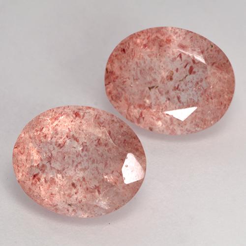 Gemas de Cuarzo Fresa Rosado claro medio natural de 7.06 ct, Corte Óvalo, Transparente