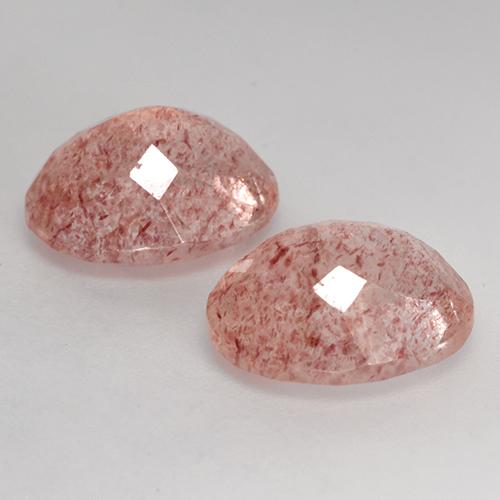 Gemas de Cuarzo Fresa Rosado claro medio natural de 7.06 ct, Corte Óvalo, Transparente