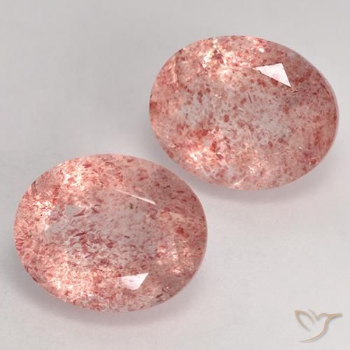 Gemas de Cuarzo fresa Rosado claro medio natural de 7.16 ct, Ovalada, Transparente