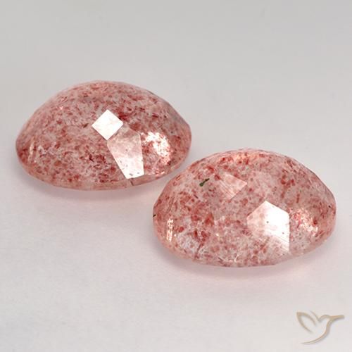 Gemas de Cuarzo fresa Rosado claro medio natural de 7.16 ct, Ovalada, Transparente
