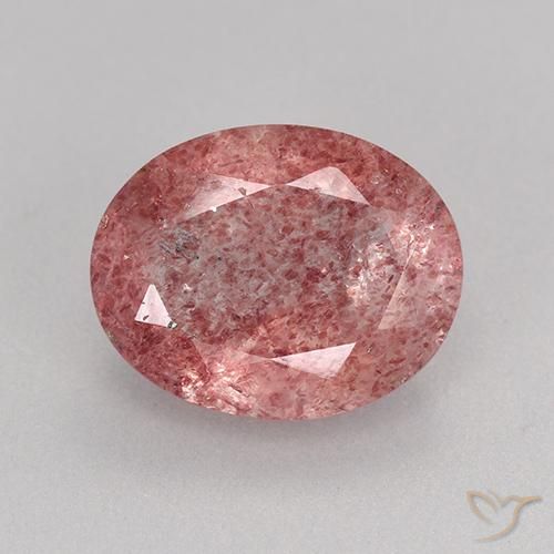 3.06ct Natural Rosa oscuro cuarzo fresa, Ovalada, Translúcido