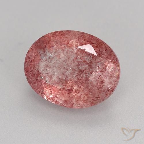 Cuarzo fresa Rosa oscuro natural de 3.06 ct, Ovalada, Translúcido