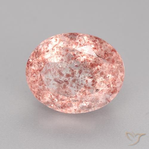 Cuarzo fresa Rosado claro natural de 4.27 ct, Ovalada, Translúcido