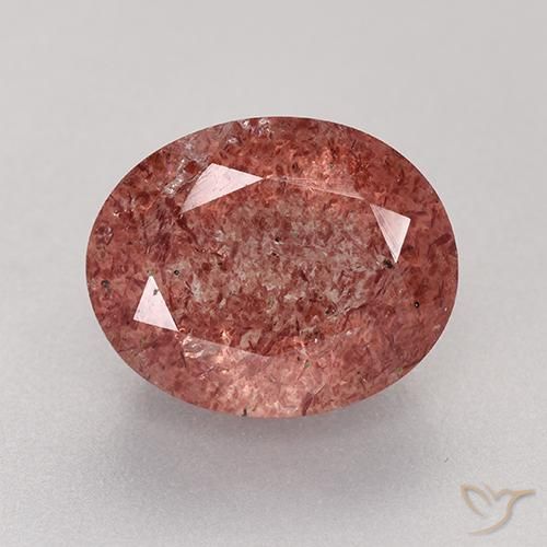Cuarzo Fresa Rosado frambuesa natural de 3.89 ct, Corte Óvalo, Translúcido