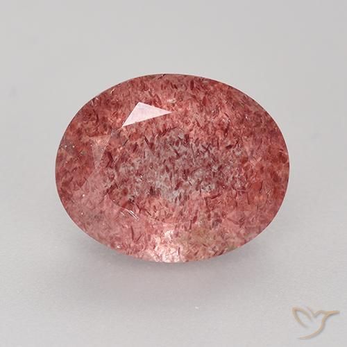 Cuarzo Fresa Rosa oscuro natural de 3.68 ct, Corte Óvalo, Translúcido