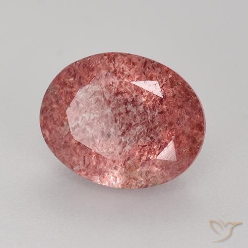 Cuarzo Fresa Rosa oscuro natural de 3.68 ct, Corte Óvalo, Translúcido