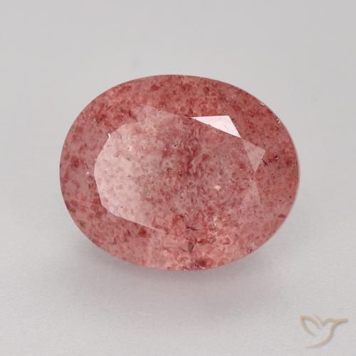 Cuarzo fresa Rosa oscuro natural de 3.83 ct, Ovalada, Translúcido
