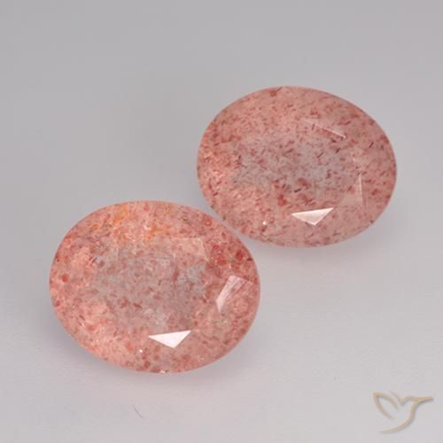 Gemas de Cuarzo fresa Rosado claro medio natural de 6.58 ct, Ovalada, Translúcido