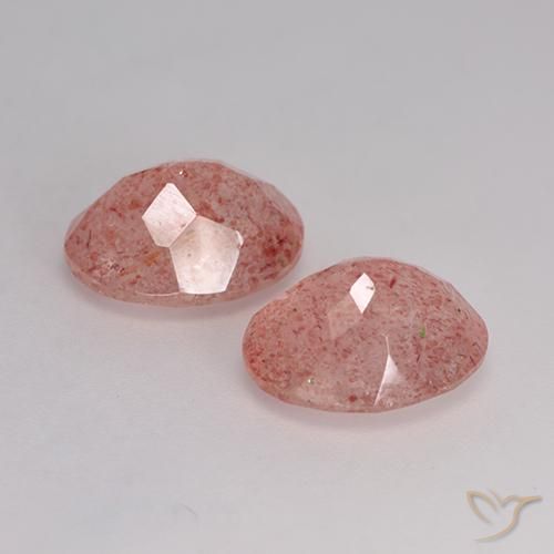 Gemas de Cuarzo fresa Rosado claro medio natural de 6.58 ct, Ovalada, Translúcido