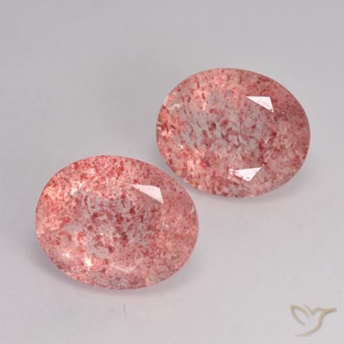 Gemas de Cuarzo fresa Rosado claro medio natural de 6.53 ct, Ovalada, Translúcido