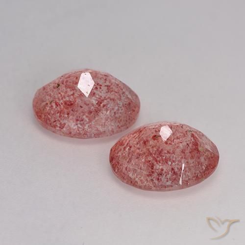 Gemas de Cuarzo fresa Rosado claro medio natural de 6.53 ct, Ovalada, Translúcido