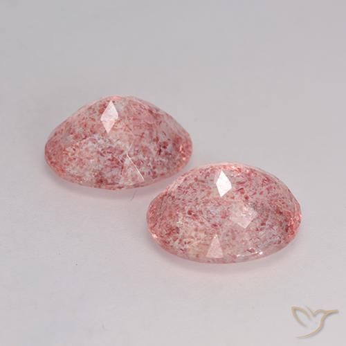 Gemas de Cuarzo fresa Rosado claro medio natural de 6.54 ct, Ovalada, Translúcido