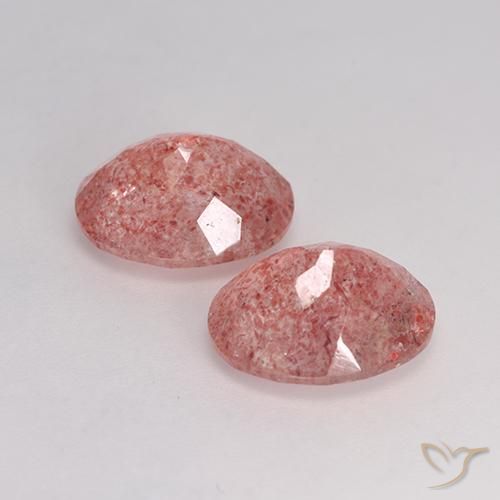 Gemas de Cuarzo fresa Rosado claro medio natural de 6.64 ct, Ovalada, Translúcido
