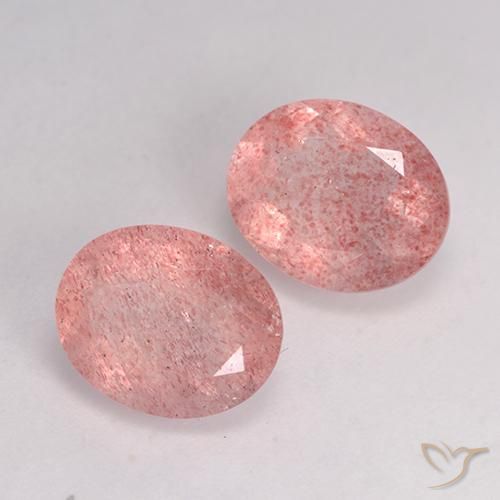 Gemas de Cuarzo fresa Rosado medio natural de 6.99 ct, Ovalada, Translúcido
