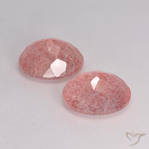 Gemas de Cuarzo fresa Rosado medio natural de 6.99 ct, Ovalada, Translúcido