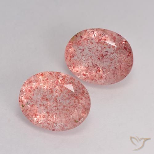 Gemas de Cuarzo fresa Rosado claro natural de 6.04 ct, Ovalada, Transparente