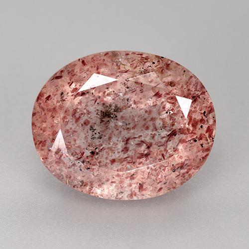 Cuarzo Fresa Rosado medio natural de 3.58 ct, Corte Óvalo, Translúcido