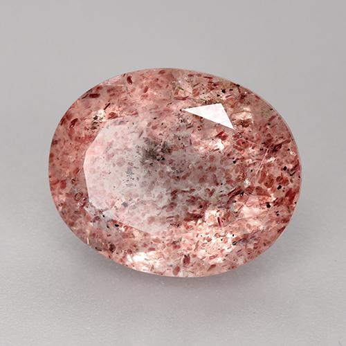 Cuarzo Fresa Rosado medio natural de 3.58 ct, Corte Óvalo, Translúcido
