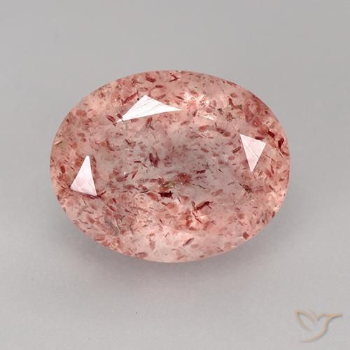 3.86ct Natural Rosado claro medio cuarzo fresa, Ovalada, Transparente