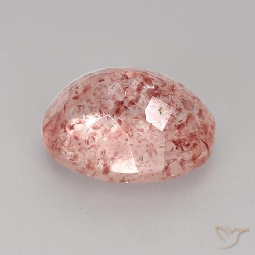 Cuarzo fresa Rosado claro medio natural de 3.86 ct, Ovalada, Transparente