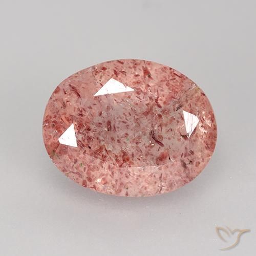 3.34ct Natural Rosado medio cuarzo fresa, Ovalada, Translúcido